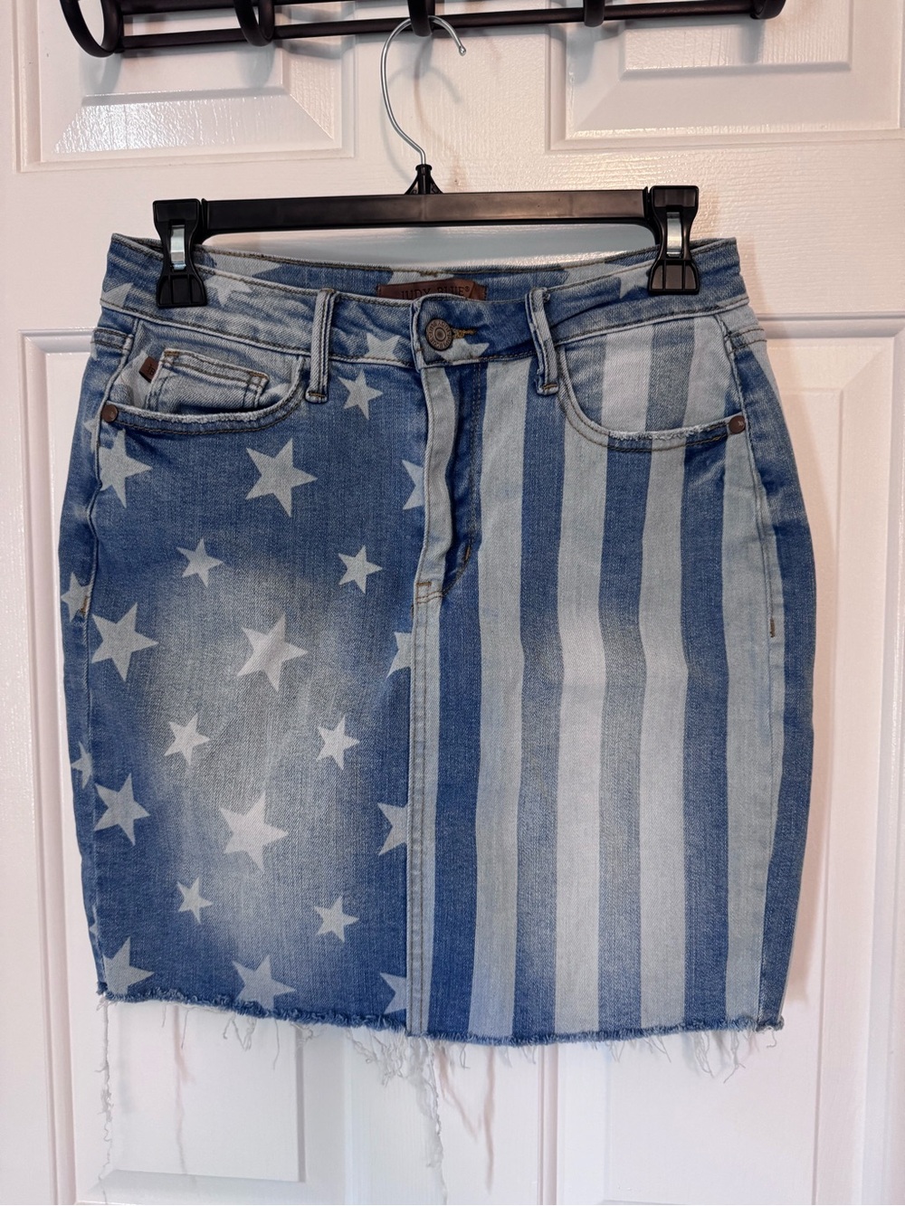 Judy Blue American Flag Denim Mini Skirt - American Flag Blue Jean Mini Skirt